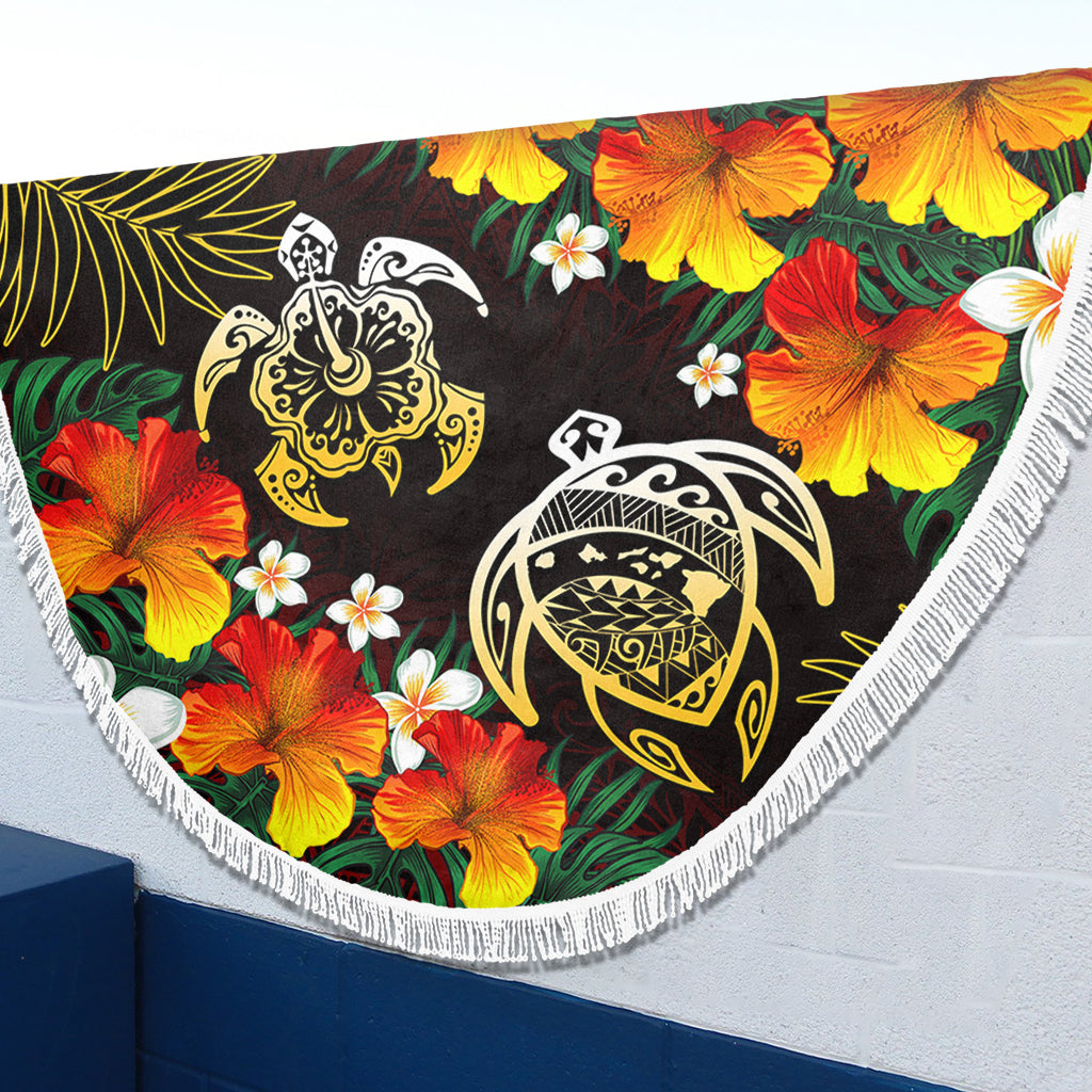 Hawaii Beach Blanket Polynesian Tribal Floral Turtle