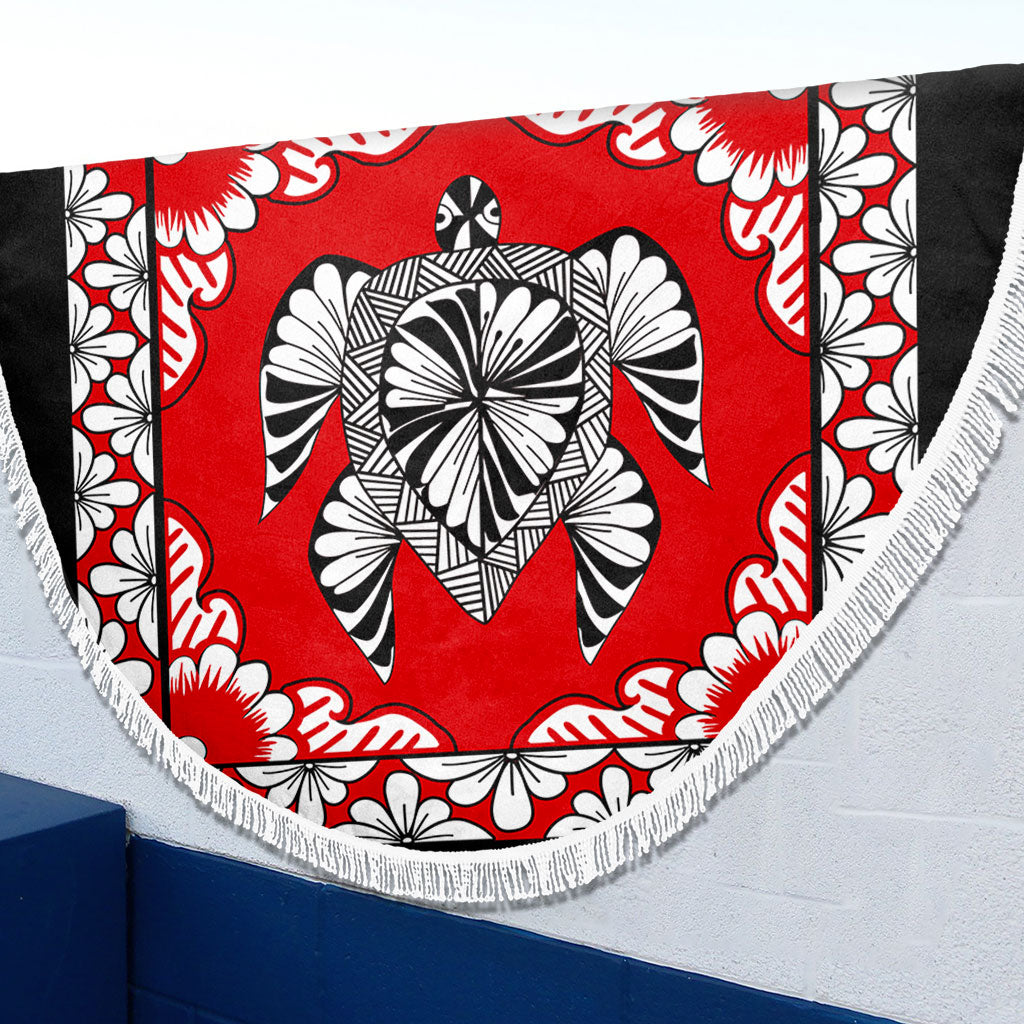 Tonga Beach Blanket Tapa Turtle Design