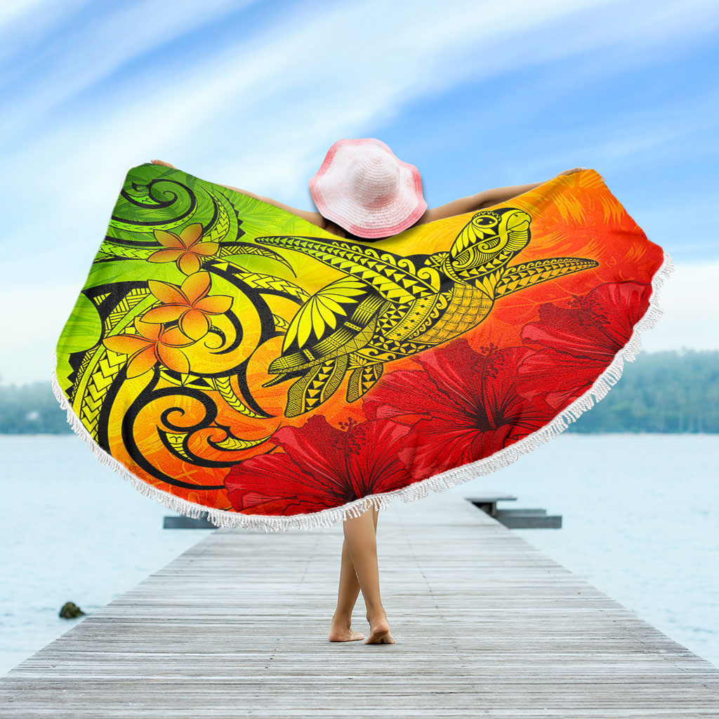Hawaii Beach Blanket Tribal Polynesia Tropical Hibiscus Flower