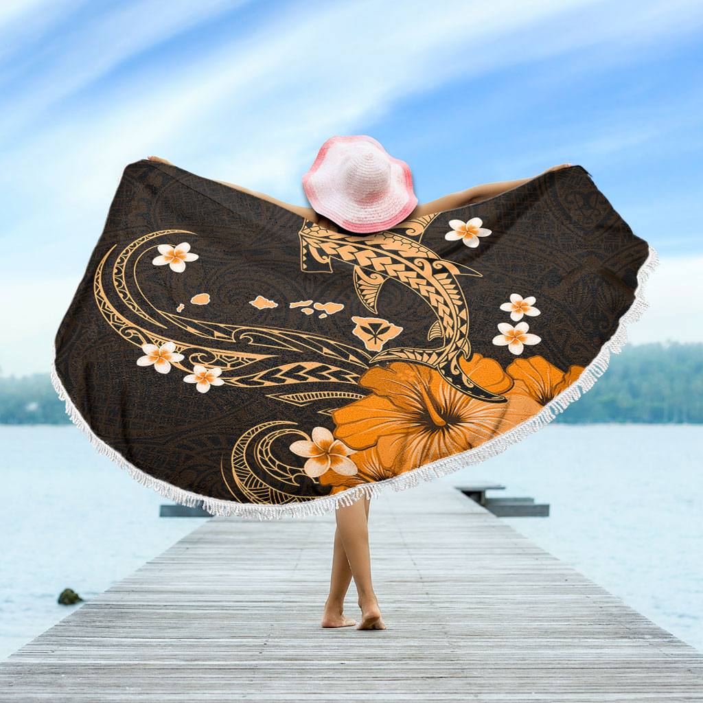 Hawaii Beach Blanket Kanaka Map And Shark Tribal Tattoo