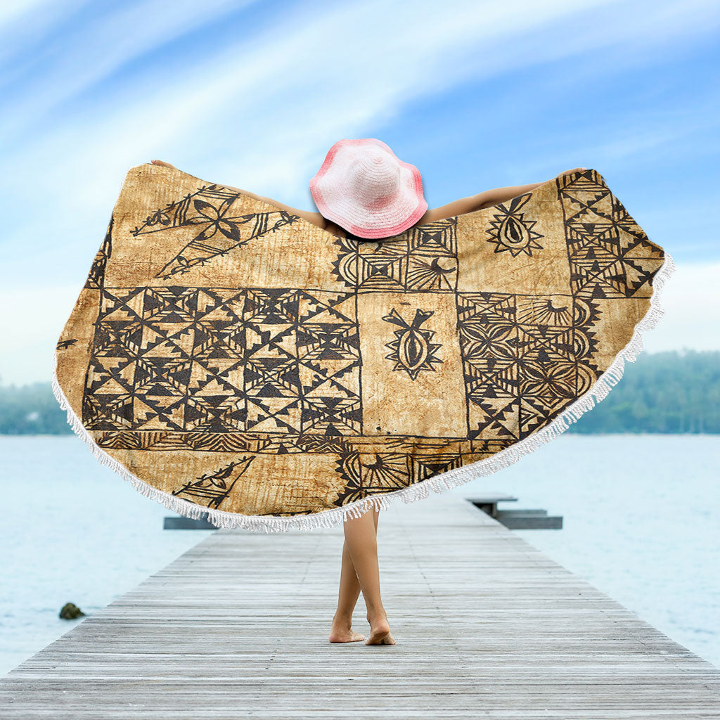 Tonga Beach Blanket Tapa Cloth Vintage