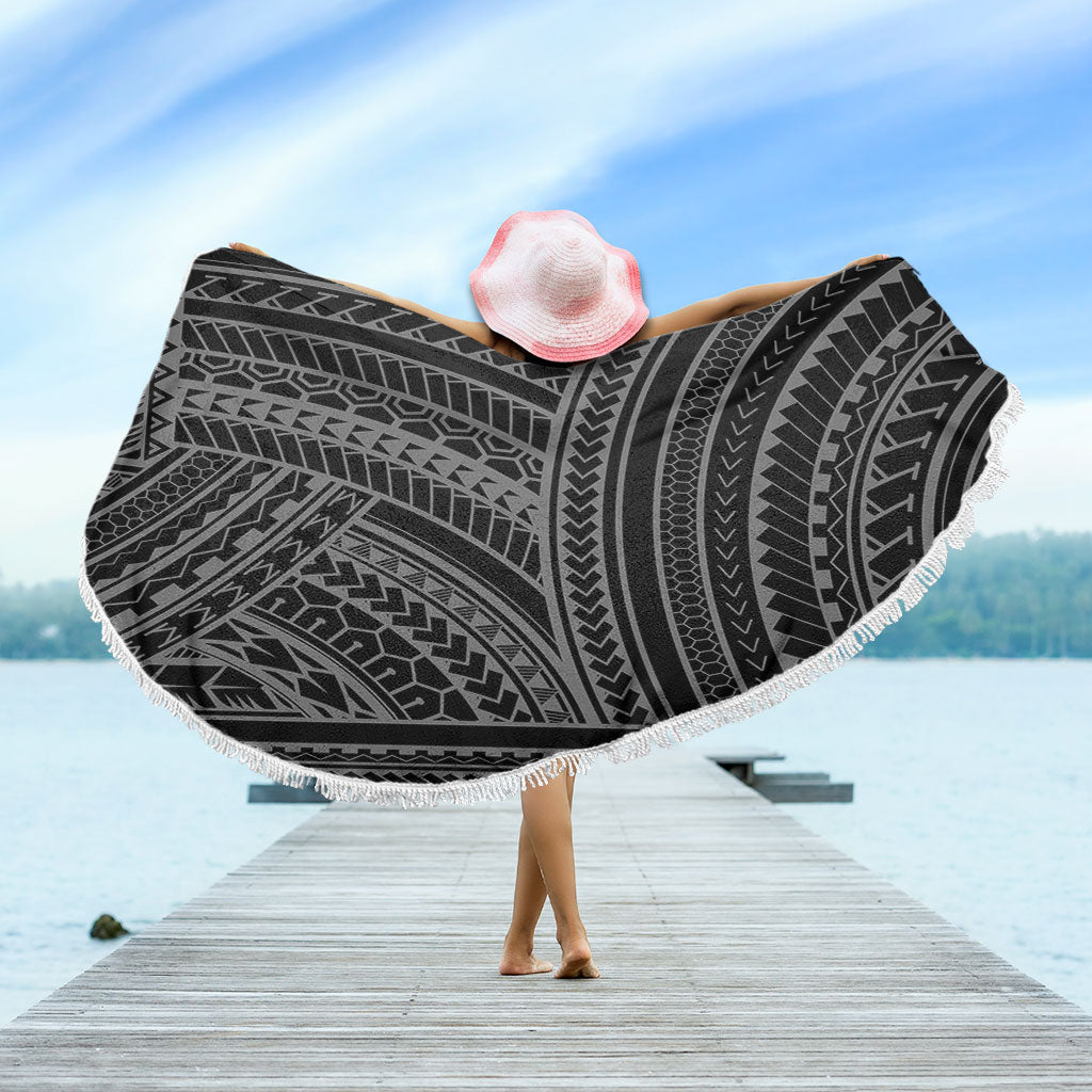 Hawaii Beach Blanket Polynesia Pattern Gray