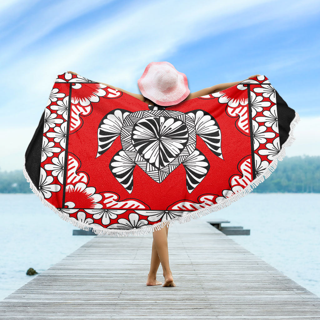 Tonga Beach Blanket Tapa Turtle Design