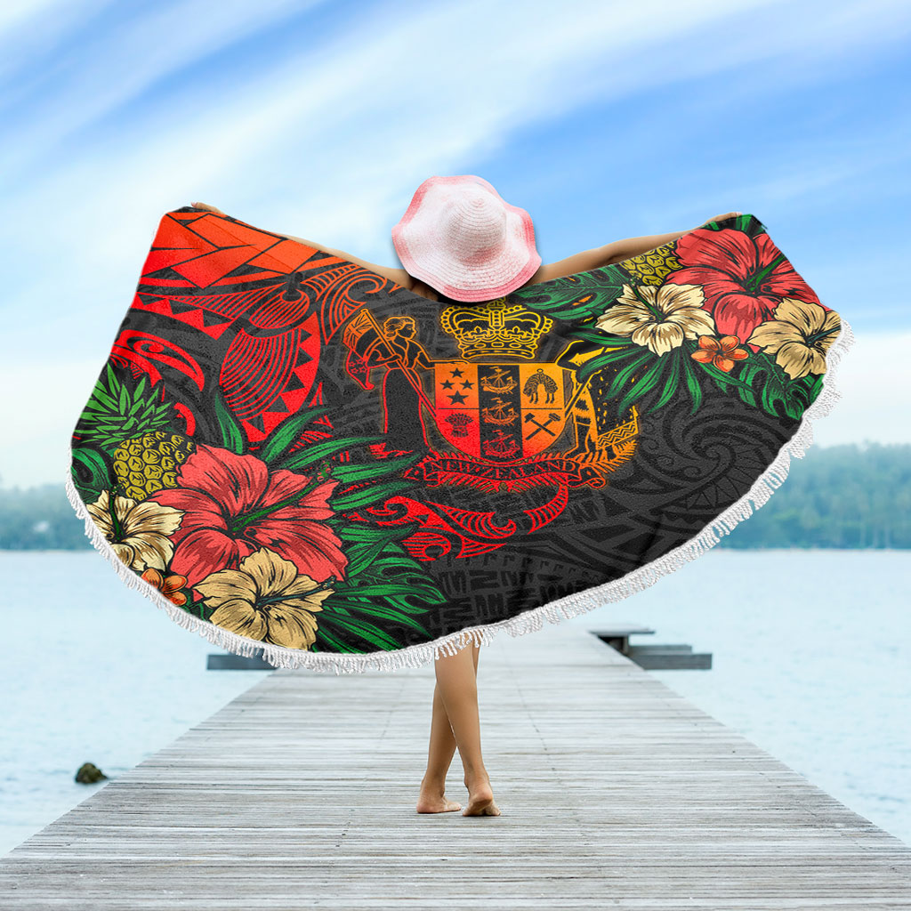 New Zealand Beach Blanket Polynesian Coat Of Arms Tropical