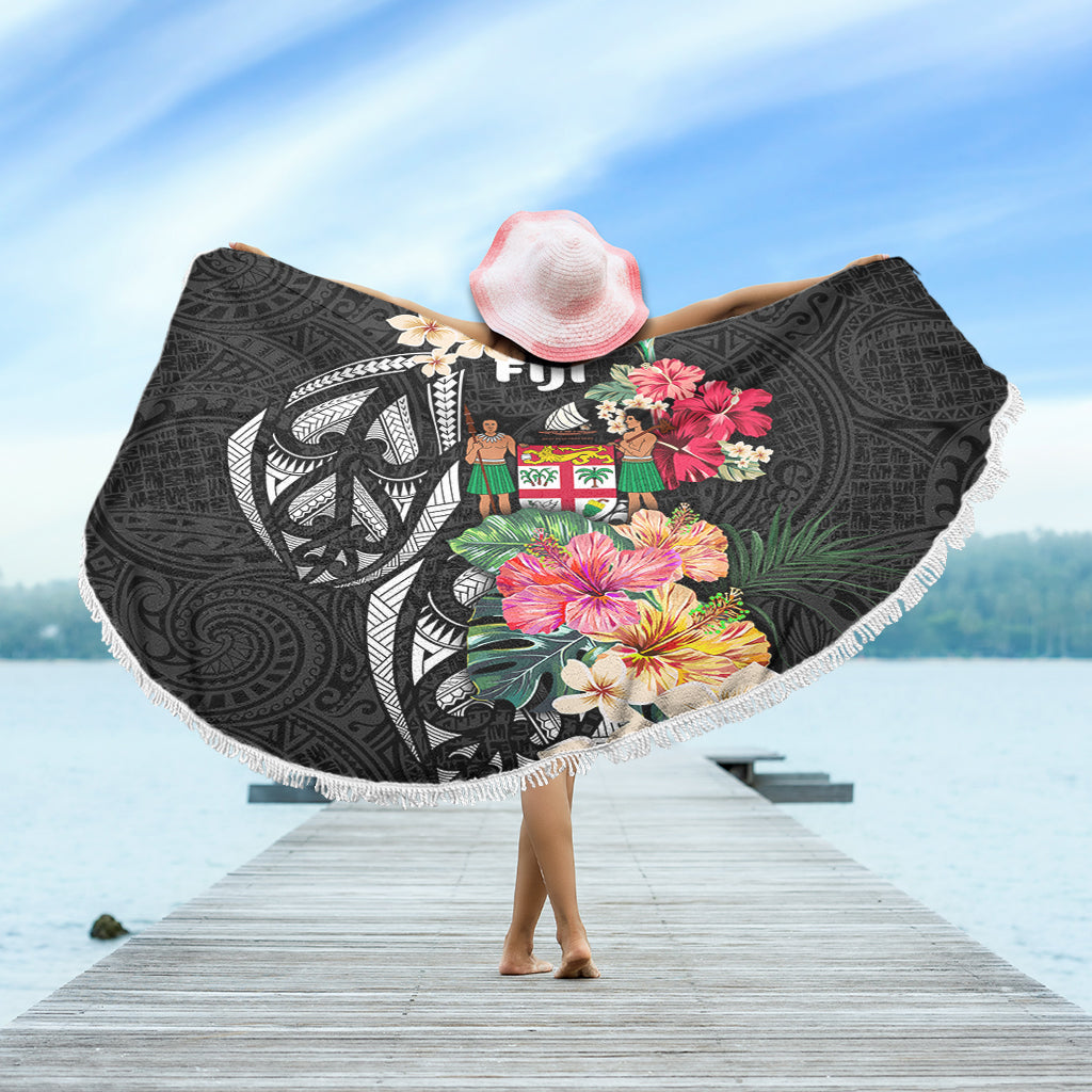 Fiji Beach Blanket Coat Of Arms Polynesian With Hibiscus