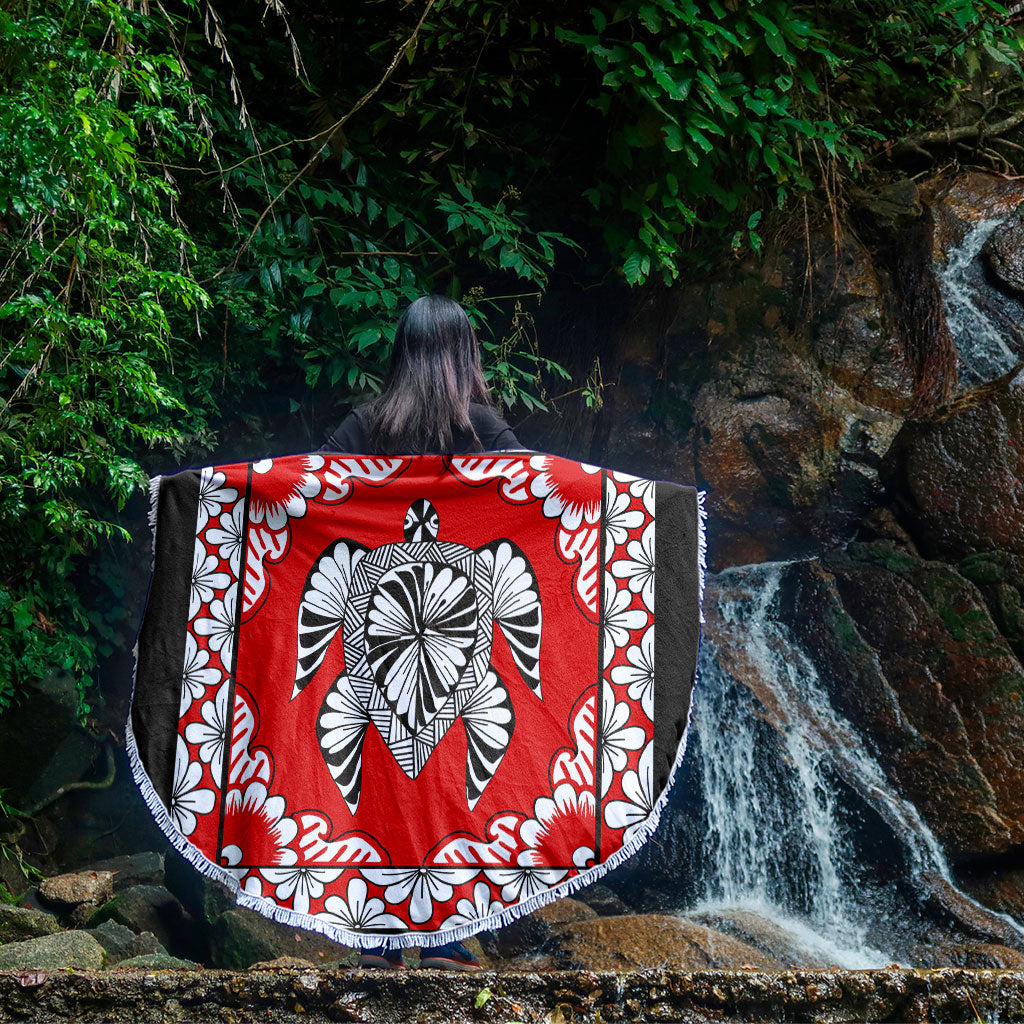 Tonga Beach Blanket Tapa Turtle Design