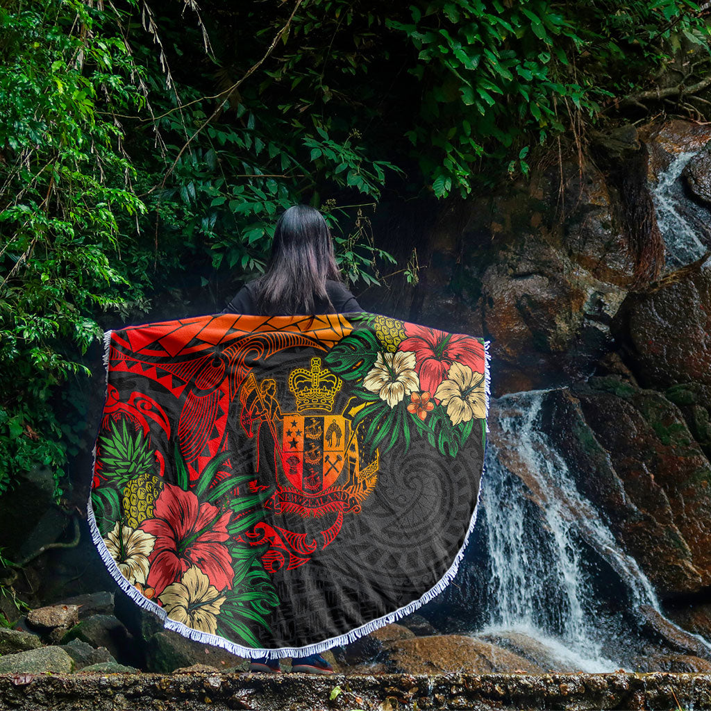 New Zealand Beach Blanket Polynesian Coat Of Arms Tropical