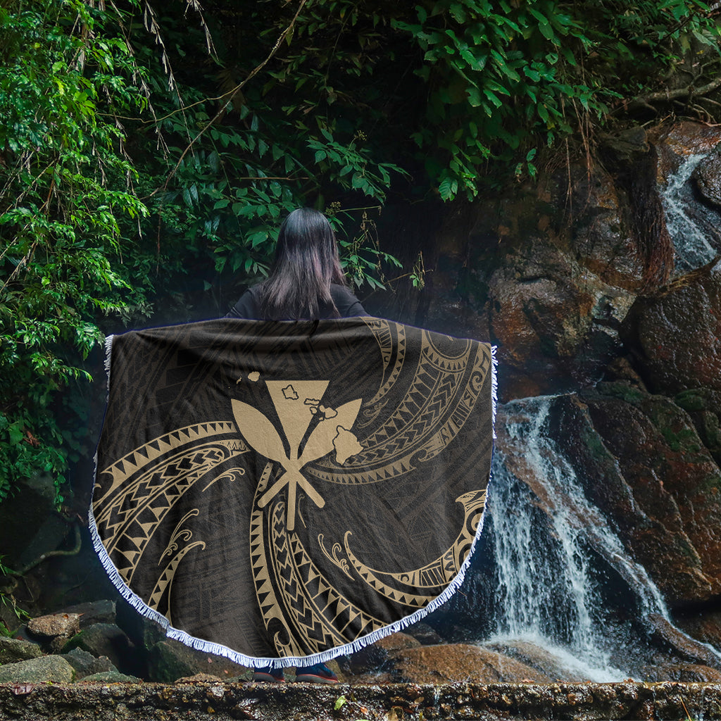 Hawaii Beach Blanket Kanaka Map Tribal Wave