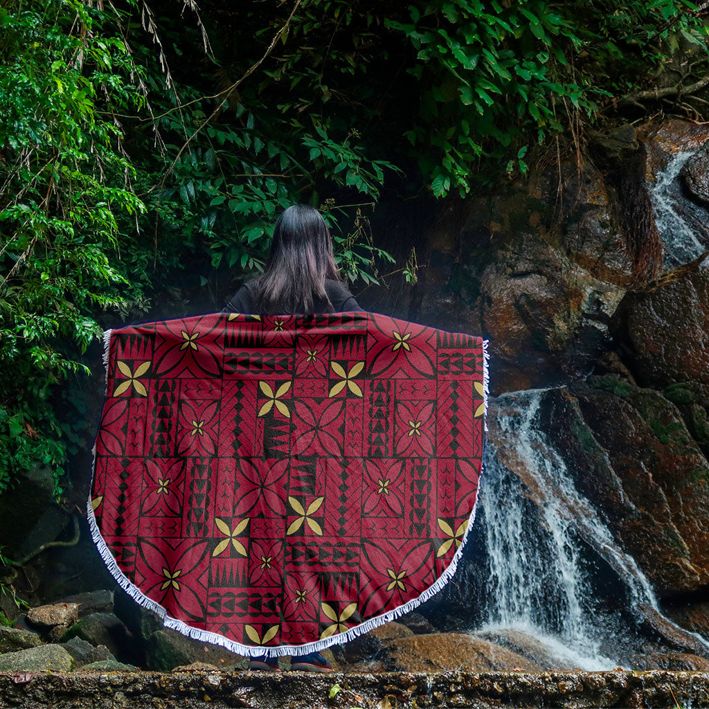 Samoa Beach Blanket Siapo Design Tribal Pattern Red