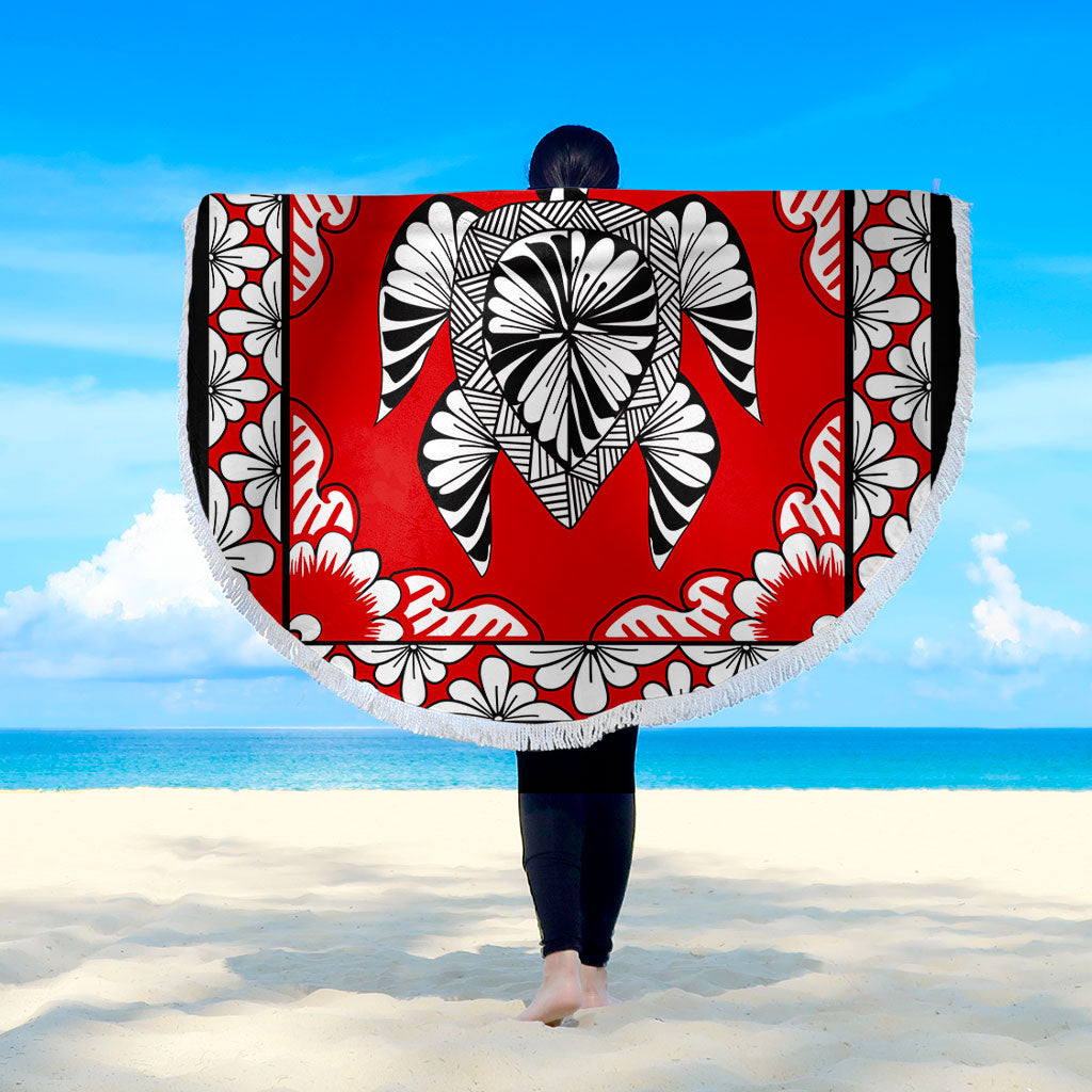 Tonga Beach Blanket Tapa Turtle Design