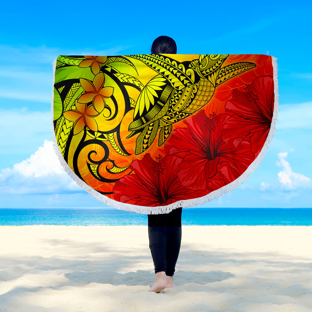 Hawaii Beach Blanket Tribal Polynesia Tropical Hibiscus Flower