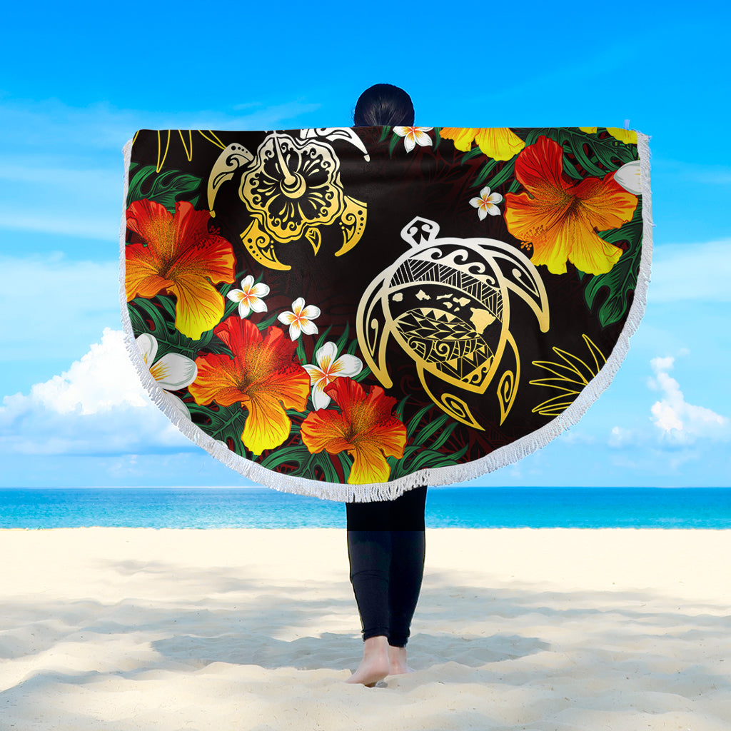 Hawaii Beach Blanket Polynesian Tribal Floral Turtle