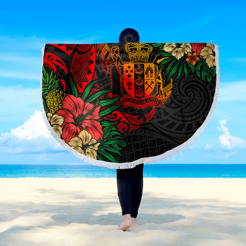 New Zealand Beach Blanket Polynesian Coat Of Arms Tropical
