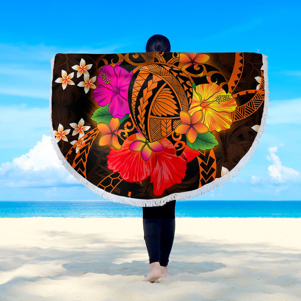 Hawaii Beach Blanket Polynesia Tribal Turtle Tropical Flower