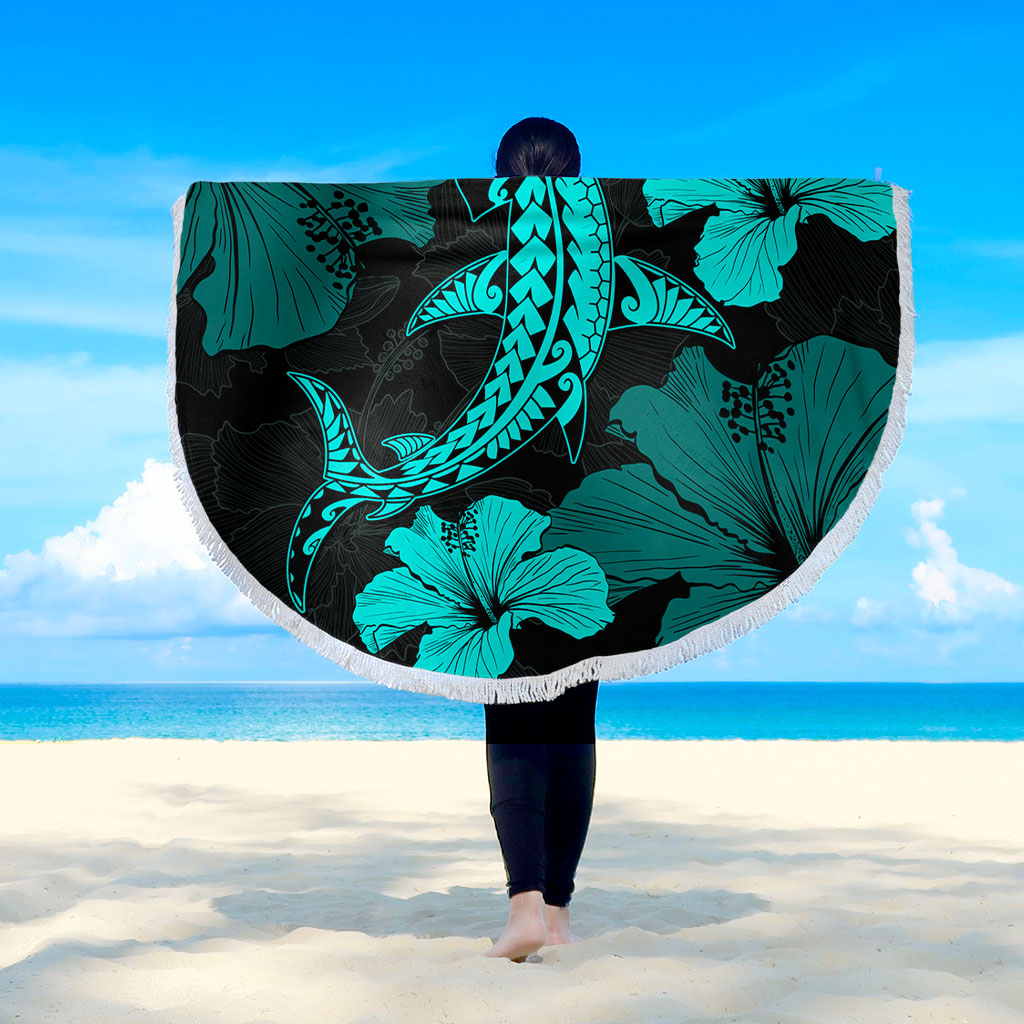Hawaii Beach Blanket Hammerhead Shark Hibiscus Flower