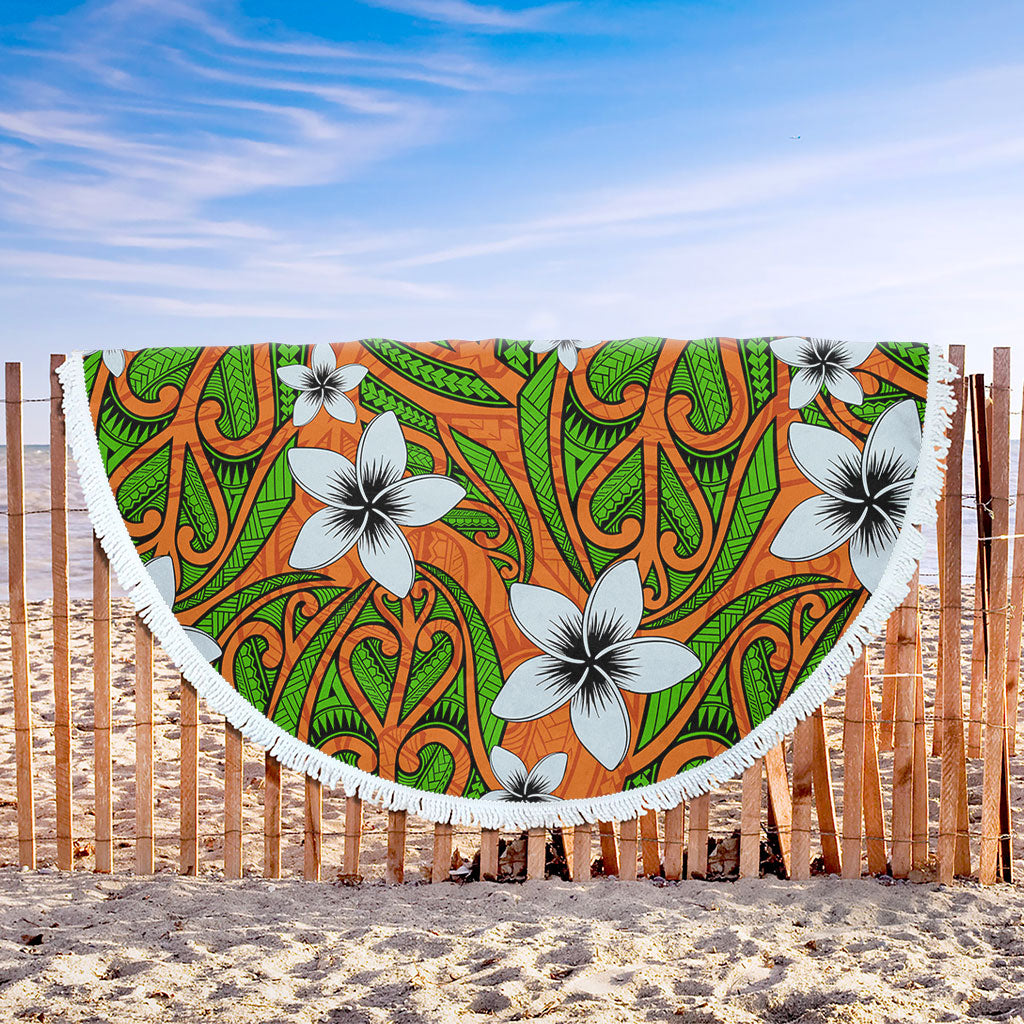 New Zealand Beach Blanket Maori Pattern Plumeria