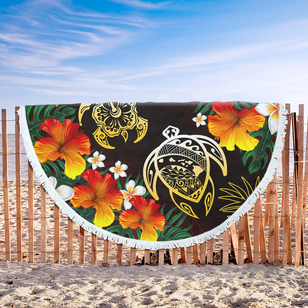 Hawaii Beach Blanket Polynesian Tribal Floral Turtle