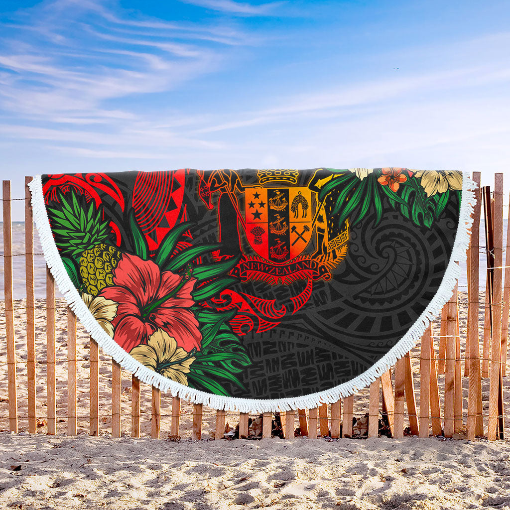 New Zealand Beach Blanket Polynesian Coat Of Arms Tropical