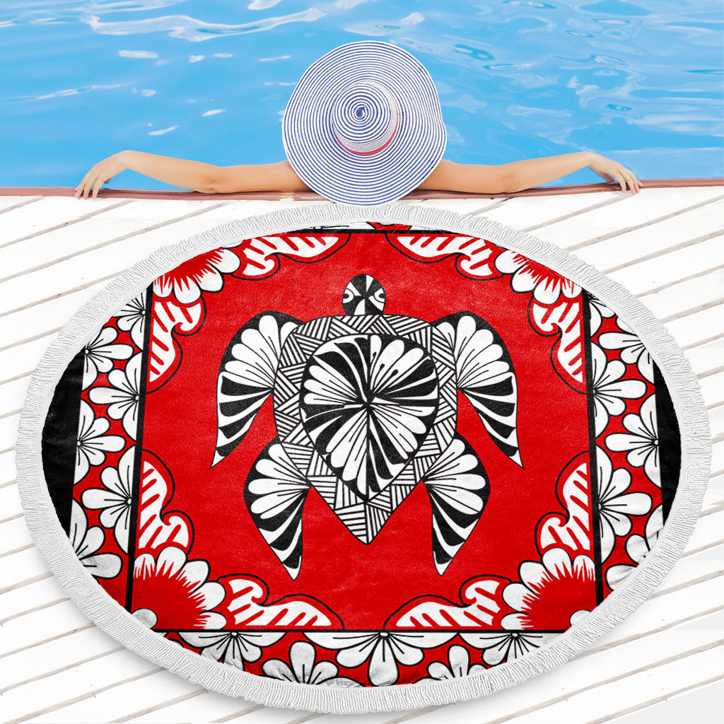 Tonga Beach Blanket Tapa Turtle Design