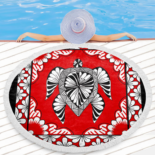 Tonga Beach Blanket Tapa Turtle Design