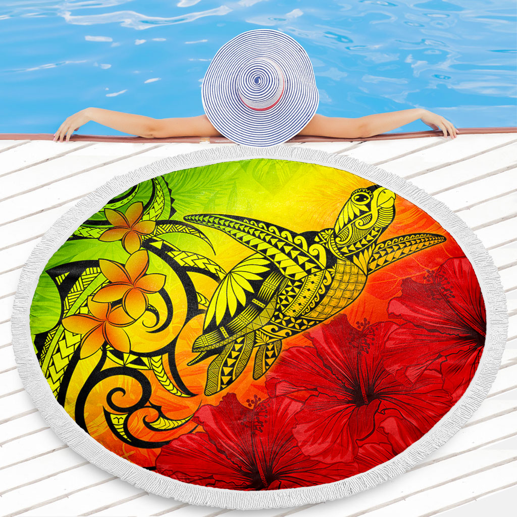 Hawaii Beach Blanket Tribal Polynesia Tropical Hibiscus Flower