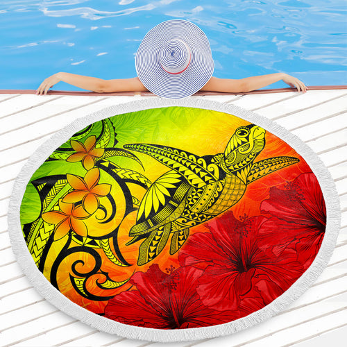 Hawaii Beach Blanket Tribal Polynesia Tropical Hibiscus Flower