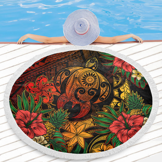 Hawaii Beach Blanket Tribal Polynesia Sea Turtle Design Pacific Dream