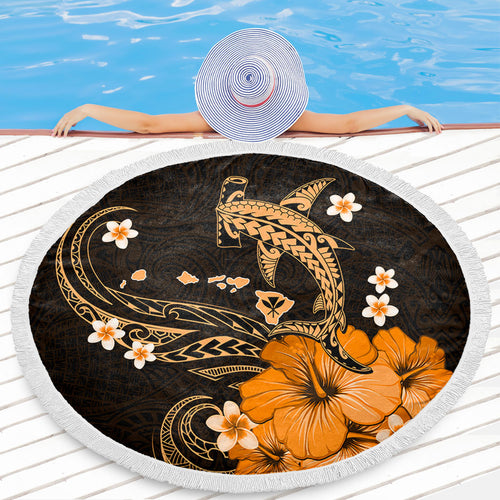 Hawaii Beach Blanket Kanaka Map And Shark Tribal Tattoo