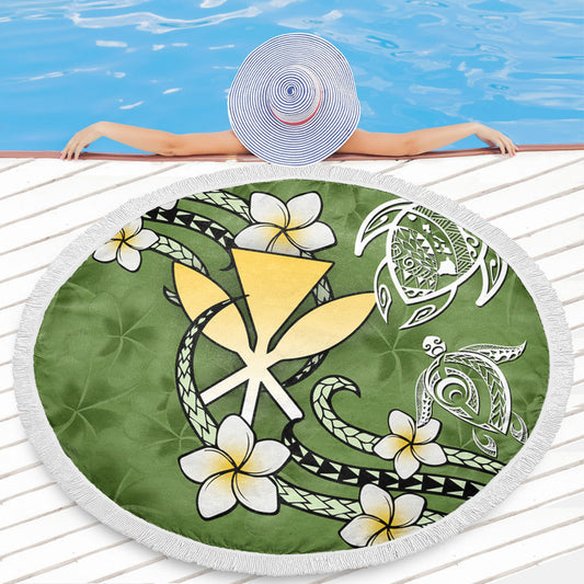 Hawaii Beach Blanket Kanaka And Turtle Map Plumeria Polynesia