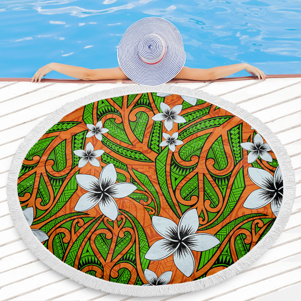 New Zealand Beach Blanket Maori Pattern Plumeria