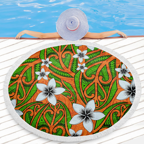 New Zealand Beach Blanket Maori Pattern Plumeria