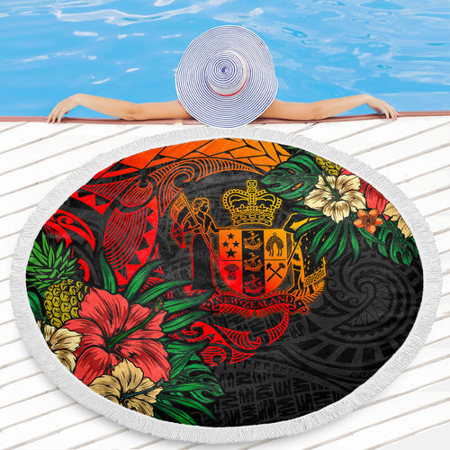New Zealand Beach Blanket Polynesian Coat Of Arms Tropical