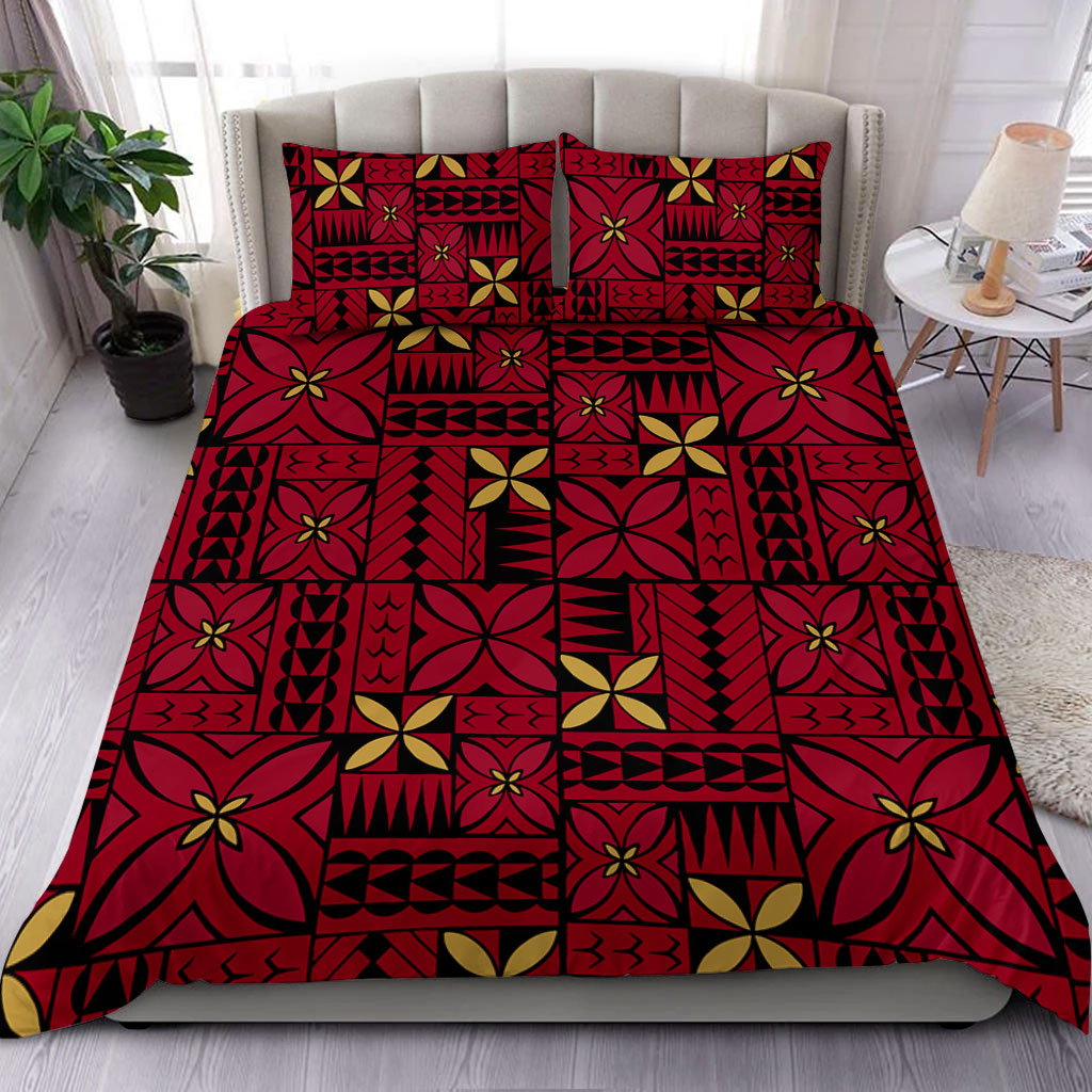 Samoa Bedding Set Siapo Design Tribal Pattern Red