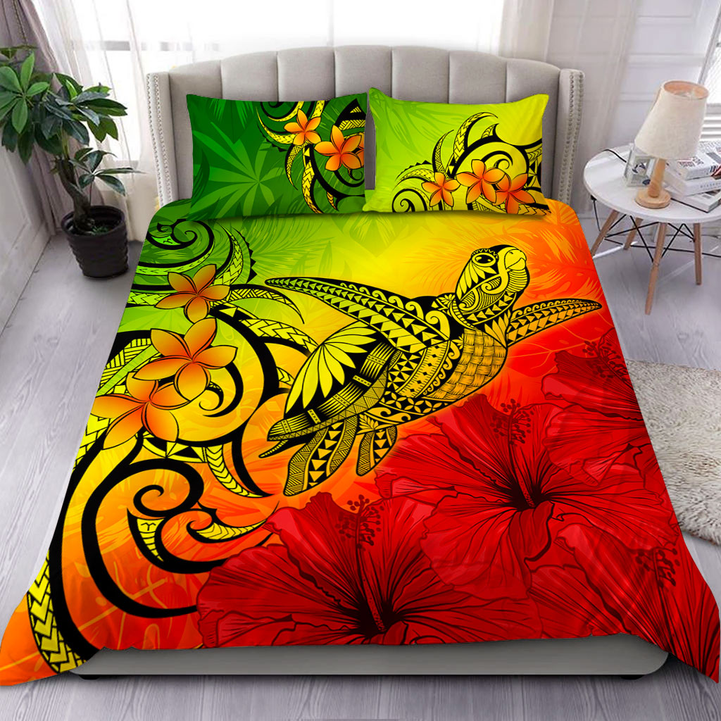 Hawaii Bedding Set Tribal Polynesia Tropical Hibiscus Flower