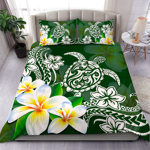 Hawaii Bedding Set Polynesian Turtle Tattoo Plumeria Original Style