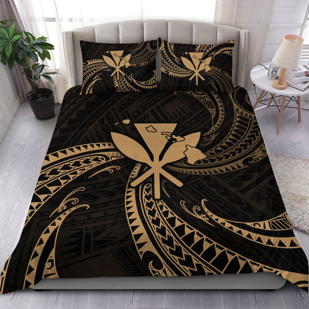 Hawaii Bedding Set Kanaka Map Tribal Wave