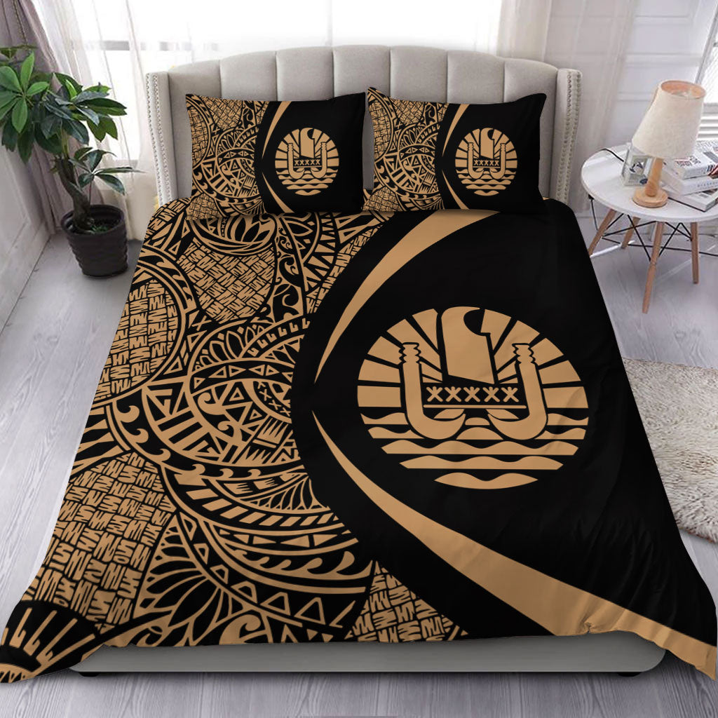 French Polynesia Bedding Set Lauhala Gold Circle Style