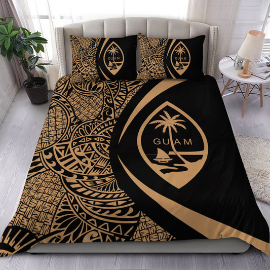 Guam Bedding Set Lauhala Gold Circle Style