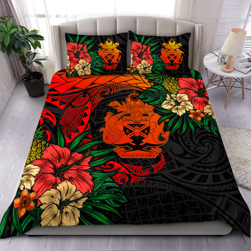 Solomon Islands Bedding Set Polynesian Coat Of Arms Tropical