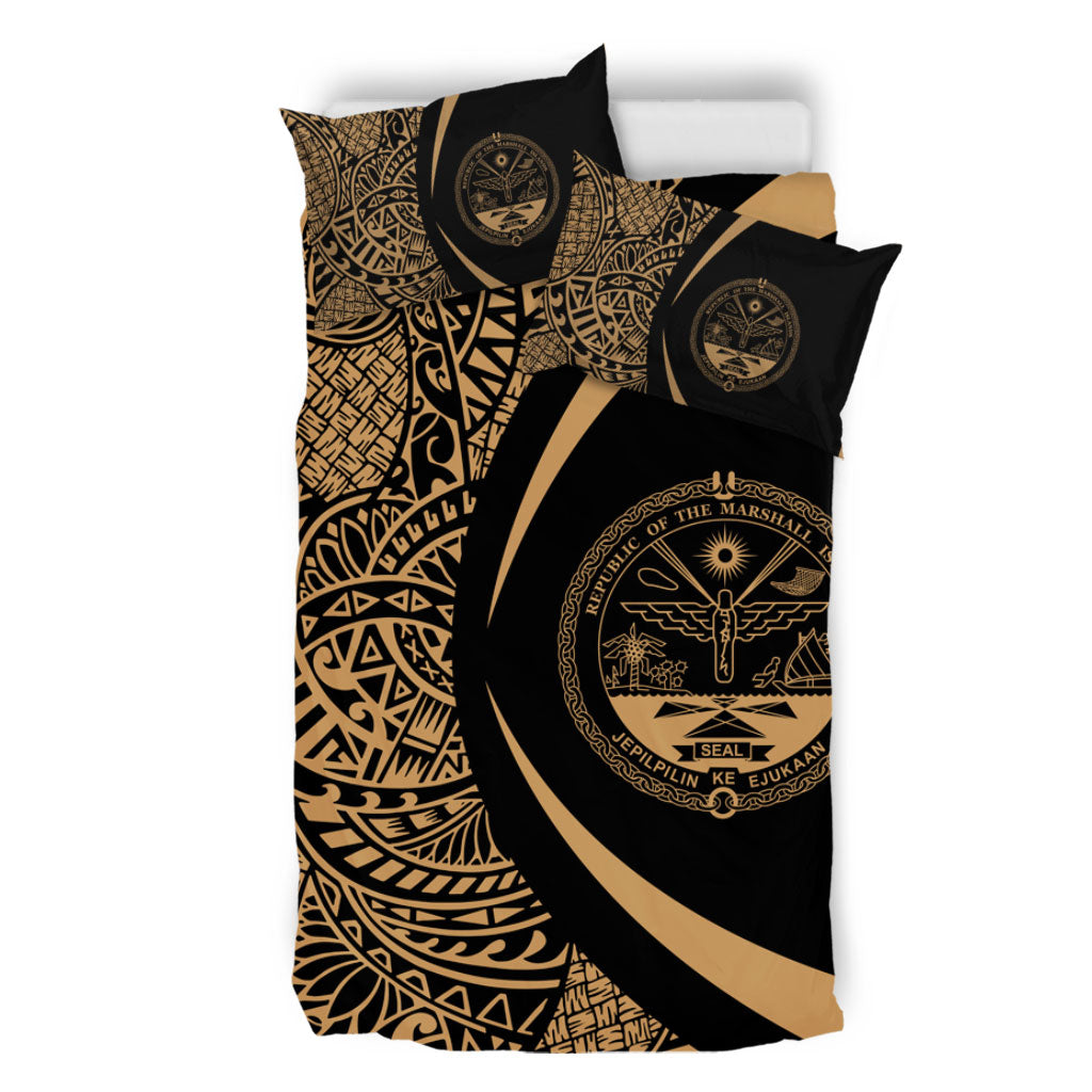 Marshall Islands Bedding Set Lauhala Gold Circle Style