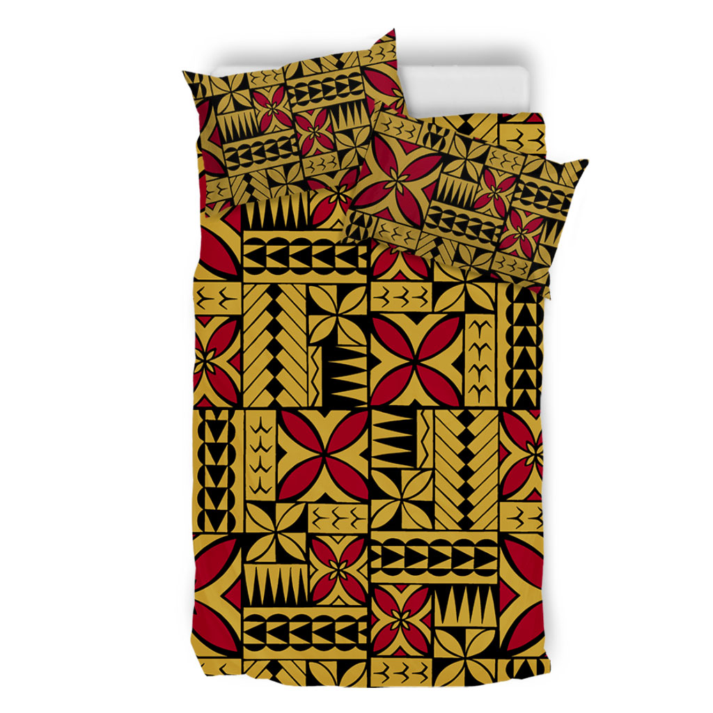 Samoa Bedding Set Siapo Design Tribal Pattern Yellow