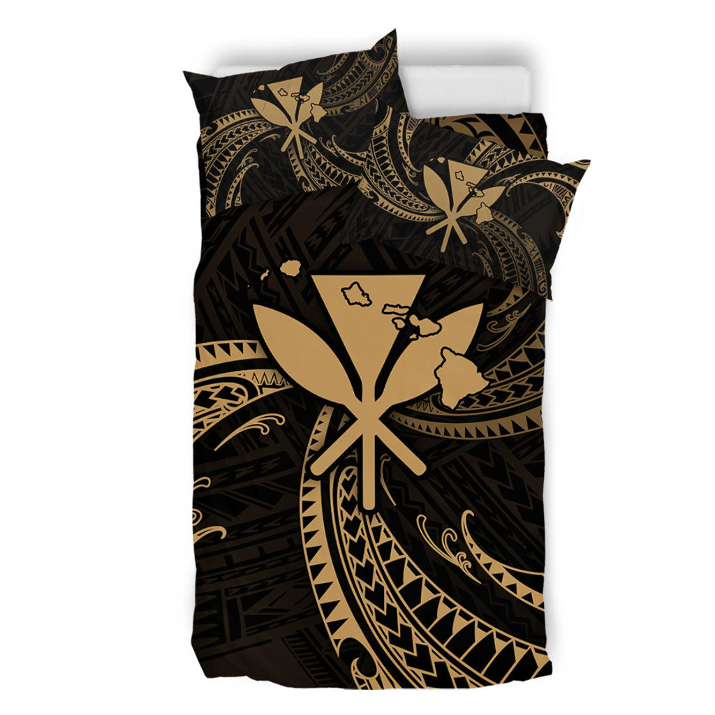 Hawaii Bedding Set Kanaka Map Tribal Wave
