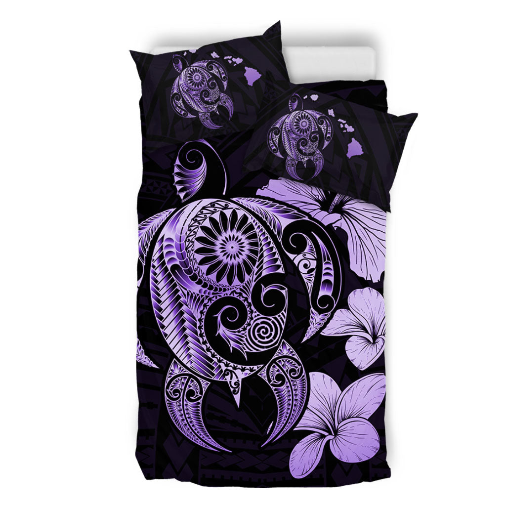 Hawaii Bedding Set Hibiscus Plumeria Mix Polynesian Turtle