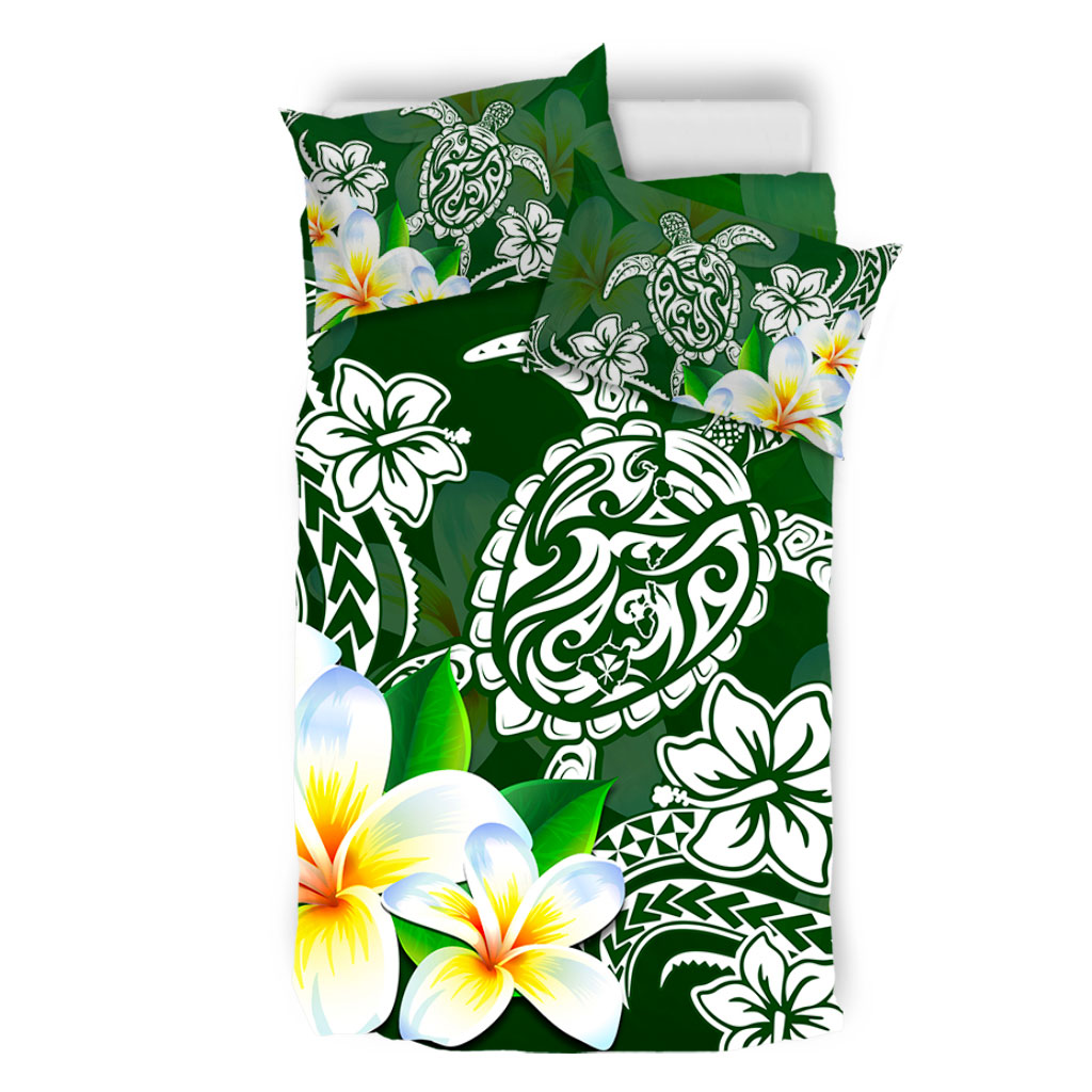 Hawaii Bedding Set Polynesian Turtle Tattoo Plumeria Original Style