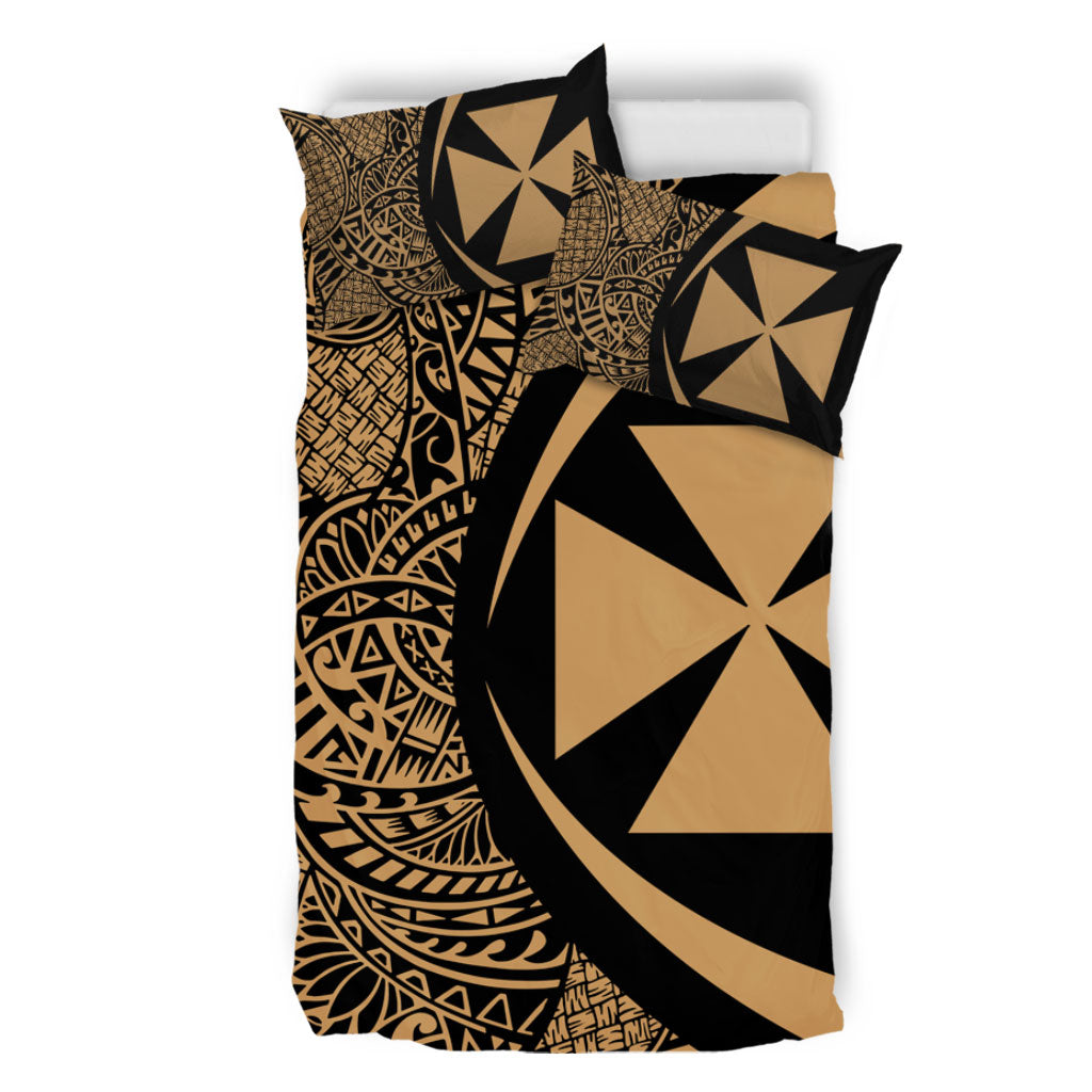 Wallis And Futuna Bedding Set Lauhala Gold Circle Style
