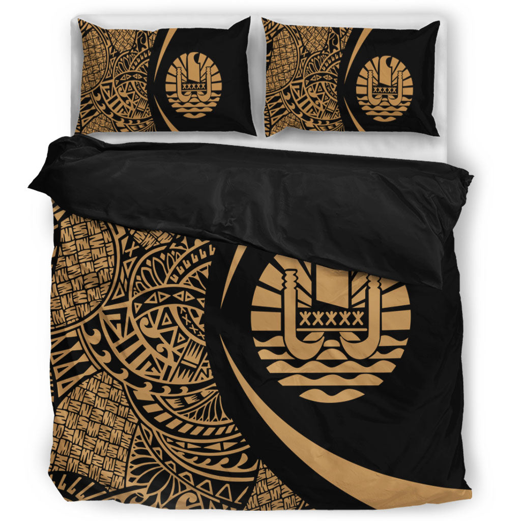 French Polynesia Bedding Set Lauhala Gold Circle Style
