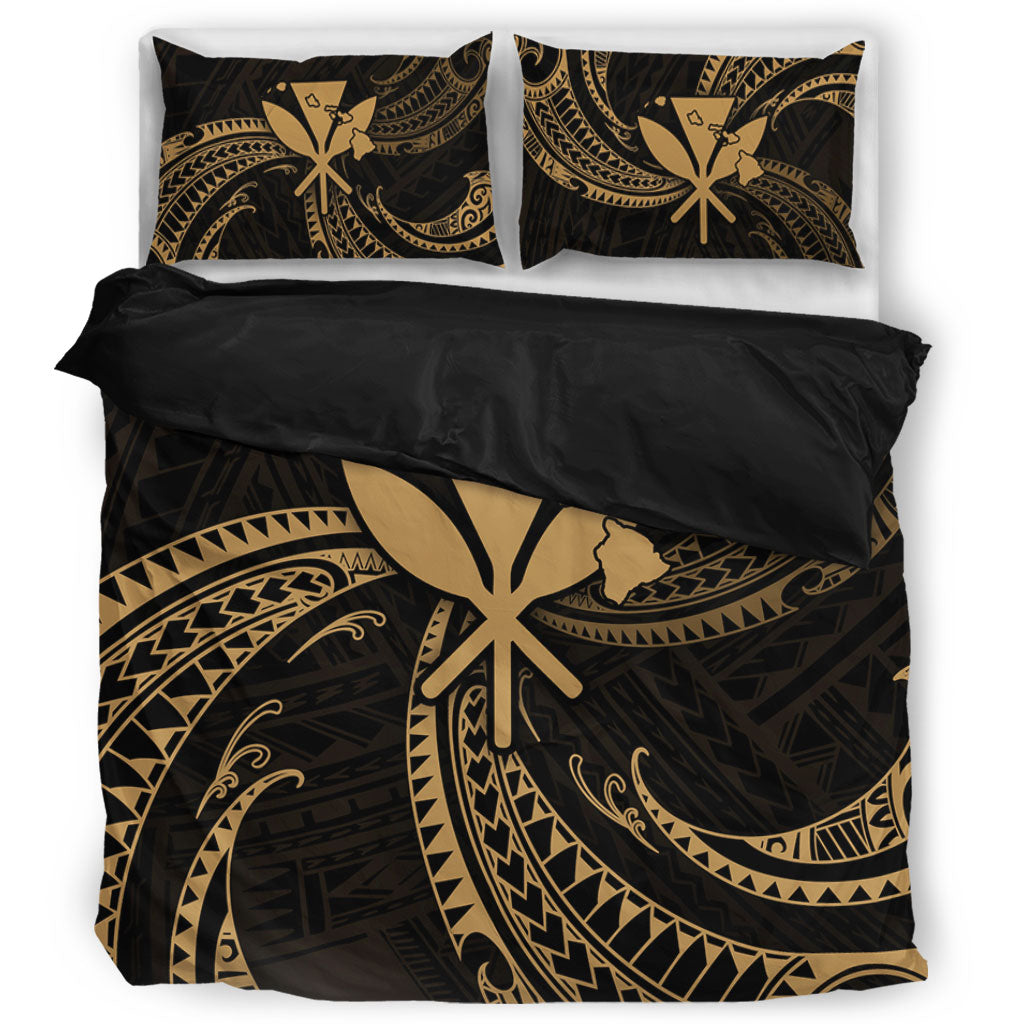 Hawaii Bedding Set Kanaka Map Tribal Wave