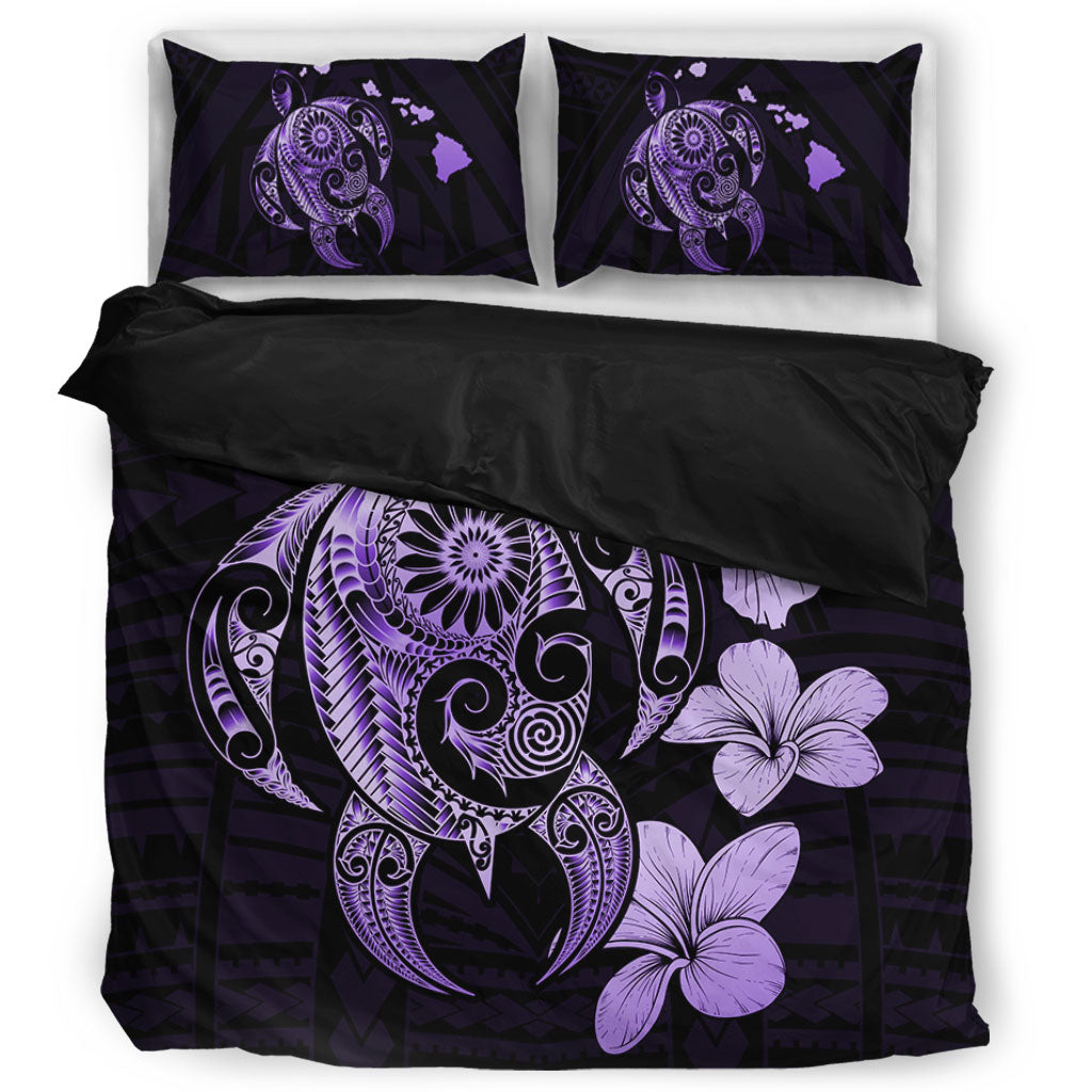 Hawaii Bedding Set Hibiscus Plumeria Mix Polynesian Turtle