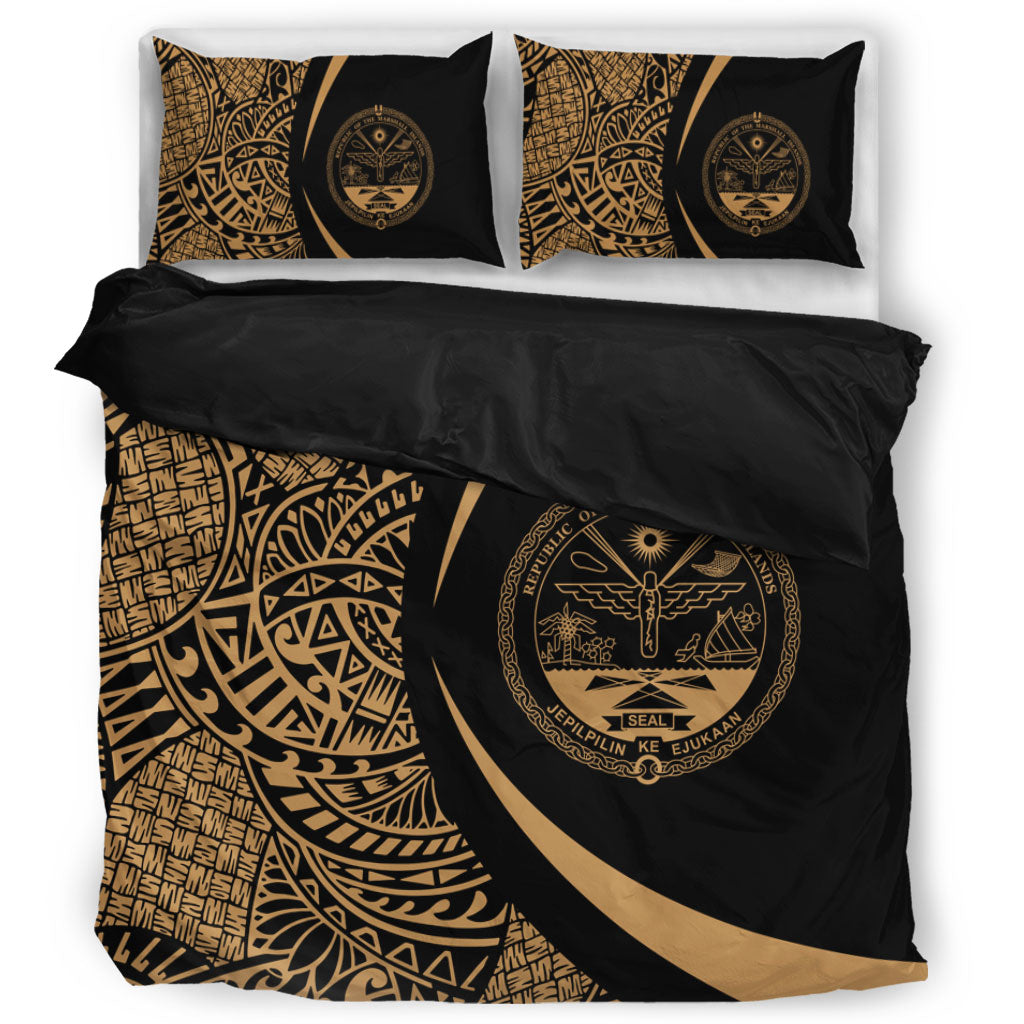 Marshall Islands Bedding Set Lauhala Gold Circle Style