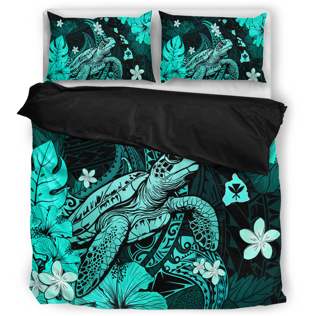 Hawaii Bedding Set Turquoise Sea Turtle Ocean Island